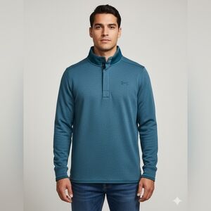 Under Armour Mens Blue Snap Mock Sweater Size Small